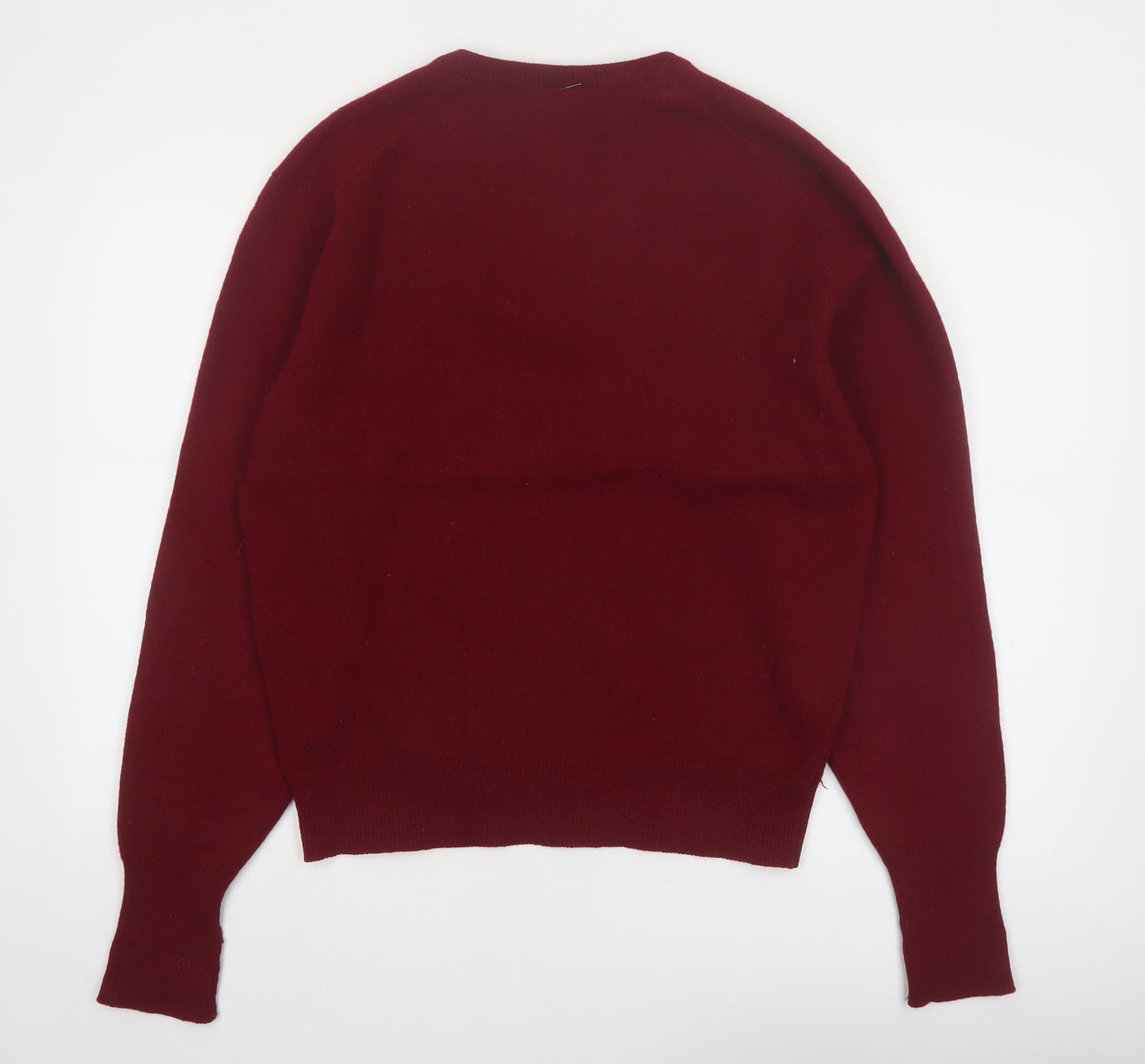Woodward Shop Men's Red Wool V-Neck Pullover Jumper Size L