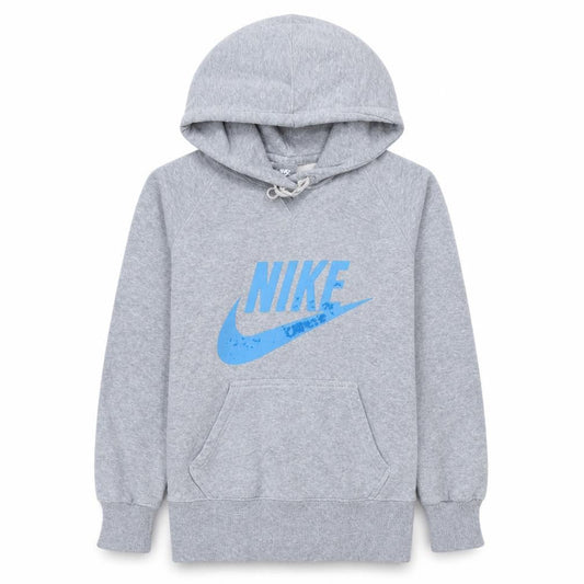 Nike Girls Grey Hoodie M Graphic Pullover 100% Cotton Sportswear