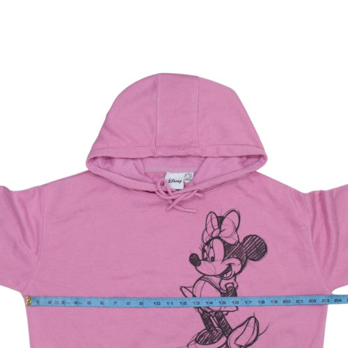 Disney Women Pink Minnie Mouse Hoodie Medium 12/14 Pullover Hooded Sweatshirt