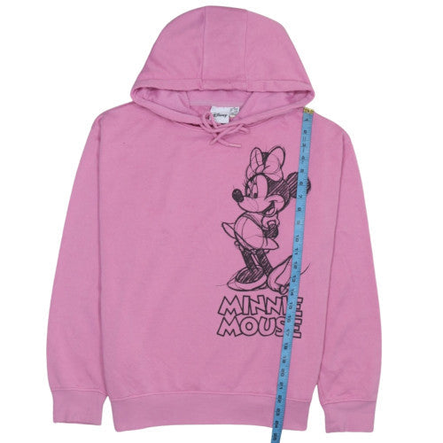 Disney Women Pink Minnie Mouse Hoodie Medium 12/14 Pullover Hooded Sweatshirt