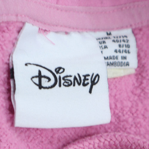 Disney Women Pink Minnie Mouse Hoodie Medium 12/14 Pullover Hooded Sweatshirt