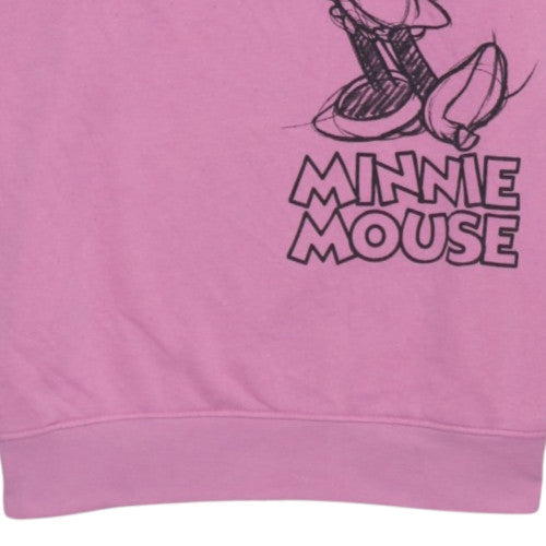 Disney Women Pink Minnie Mouse Hoodie Medium 12/14 Pullover Hooded Sweatshirt
