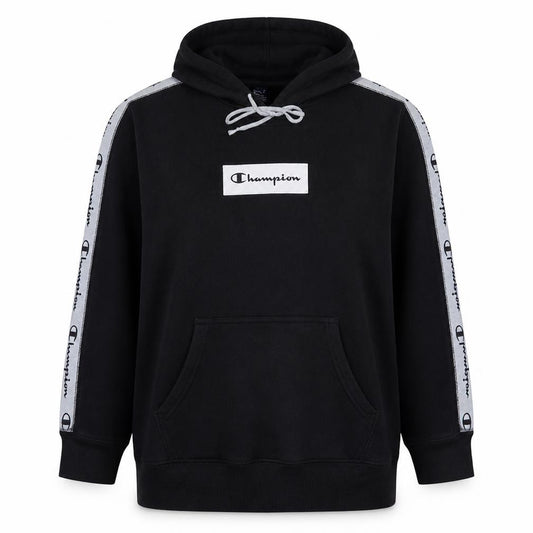Champion Women’s Black Pullover Hoodie Large Logo Tape Sleeves