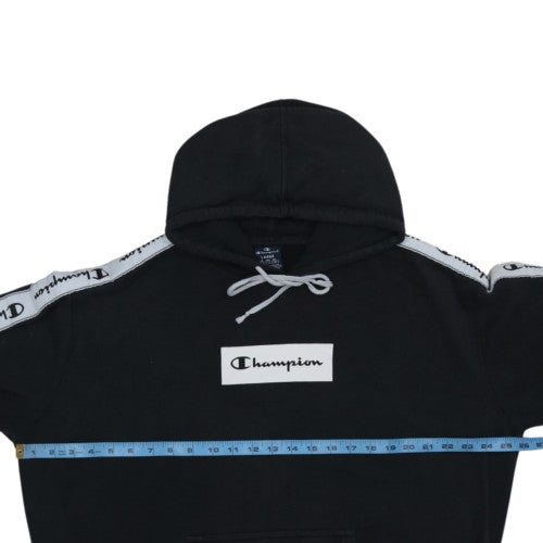 Champion Women’s Black Pullover Hoodie Large Logo Tape Sleeves