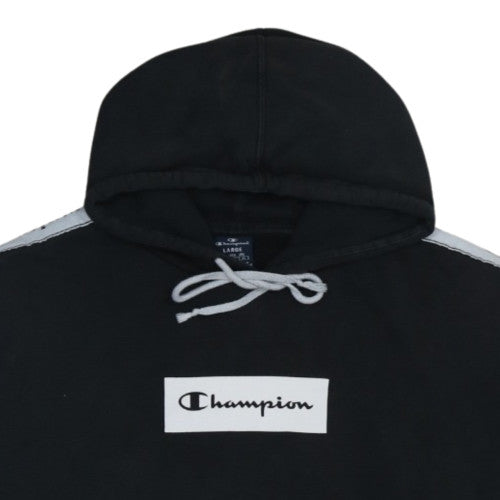 Champion Women’s Black Pullover Hoodie Large Logo Tape Sleeves