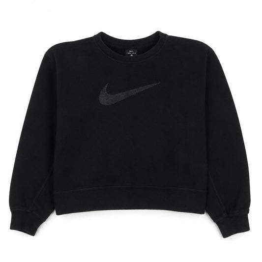 Nike Womens Black Dri-FIT Pullover Sweatshirt M Crew Neck Logo