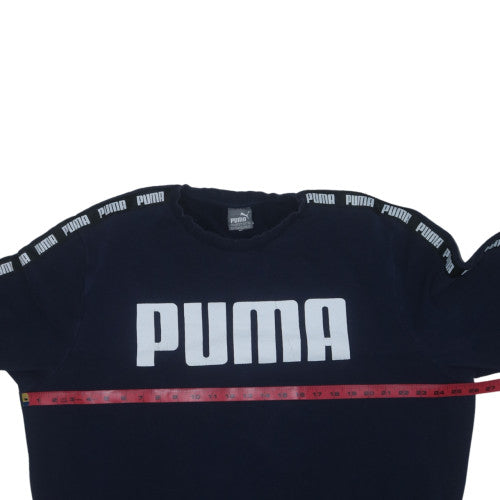 Puma Men's Blue 2XL Crew Neck Logo Pullover Sweatshirt