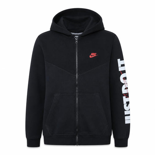 Nike Men's Black Full Zip Hoodie L - Just Do It Graphic Sweatshirt