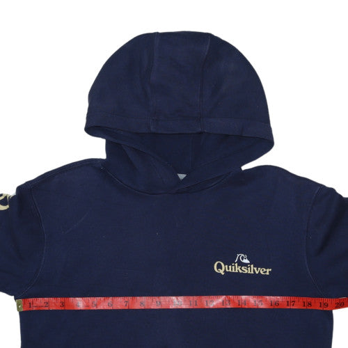 Quiksilver Boys Blue Pullover Hoodie Size 14 Years Hooded Fleece Logo Sweatshirt