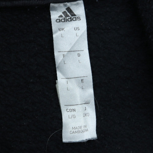 Adidas Men's Black Pullover Hoodie Size L Sports Fleece Sweatshirt