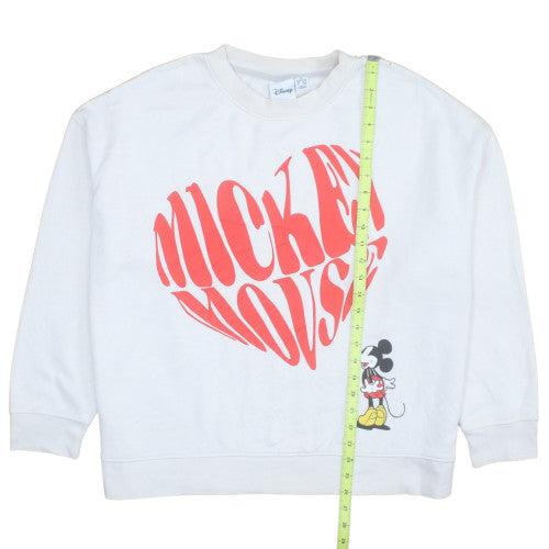 Disney Women White Mickey Mouse XL Sweatshirt Crew Neck Pullover