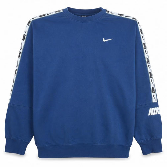 Nike Men Blue Logo Crew Neck Pullover Sweatshirt L Classic Fit