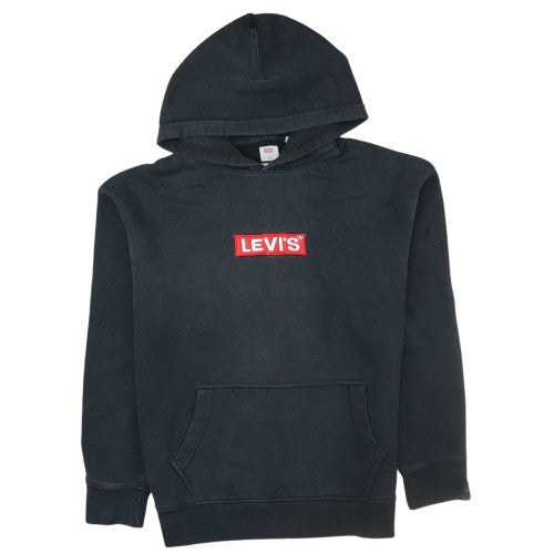 Levi's Men's Black Relaxed Fit Pullover Hoodie M Logo Fleece