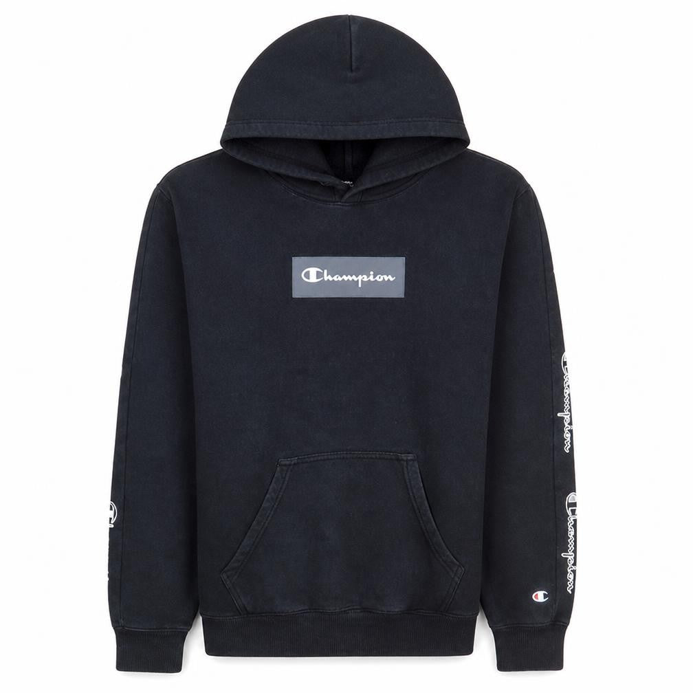 Champion Men's Black Pullover Hoodie Small Logo Fleece Sweatshirt