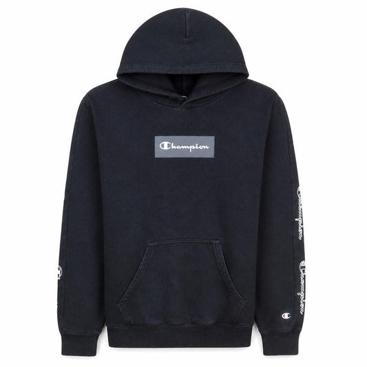 Champion Men's Black Pullover Hoodie Small Logo Fleece Sweatshirt