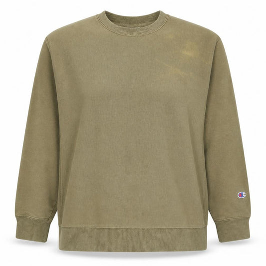Champion Women Khaki Reverse Weave Sweatshirt L Cotton Blend Casual