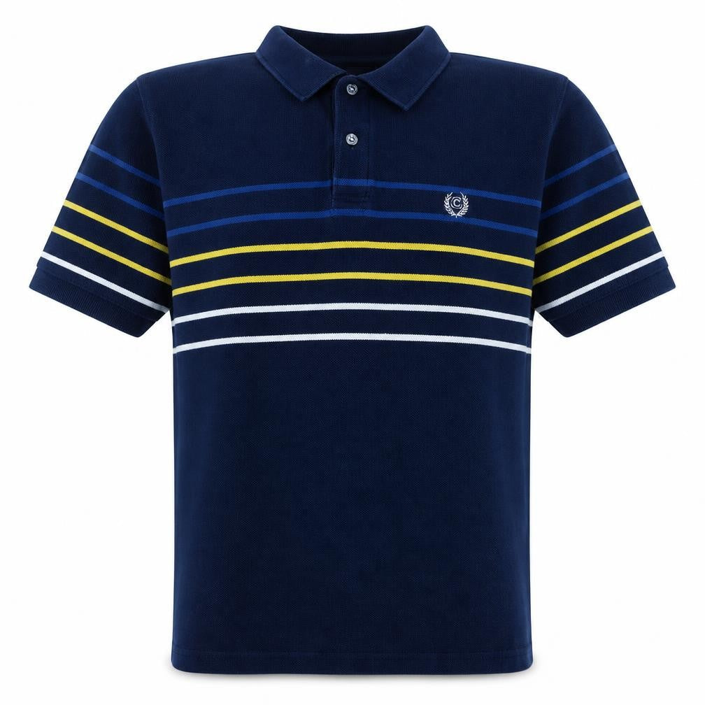 Chaps Men's Blue Striped Polo Shirt Size XL 100% Cotton Classic Fit