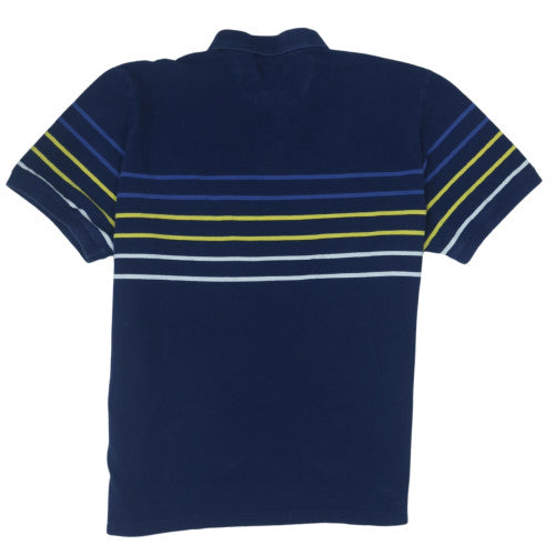 Chaps Men's Blue Striped Polo Shirt Size XL 100% Cotton Classic Fit
