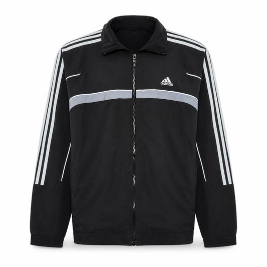 Adidas Men's Black Polyester Track Jacket Size M Full Zip Windbreaker