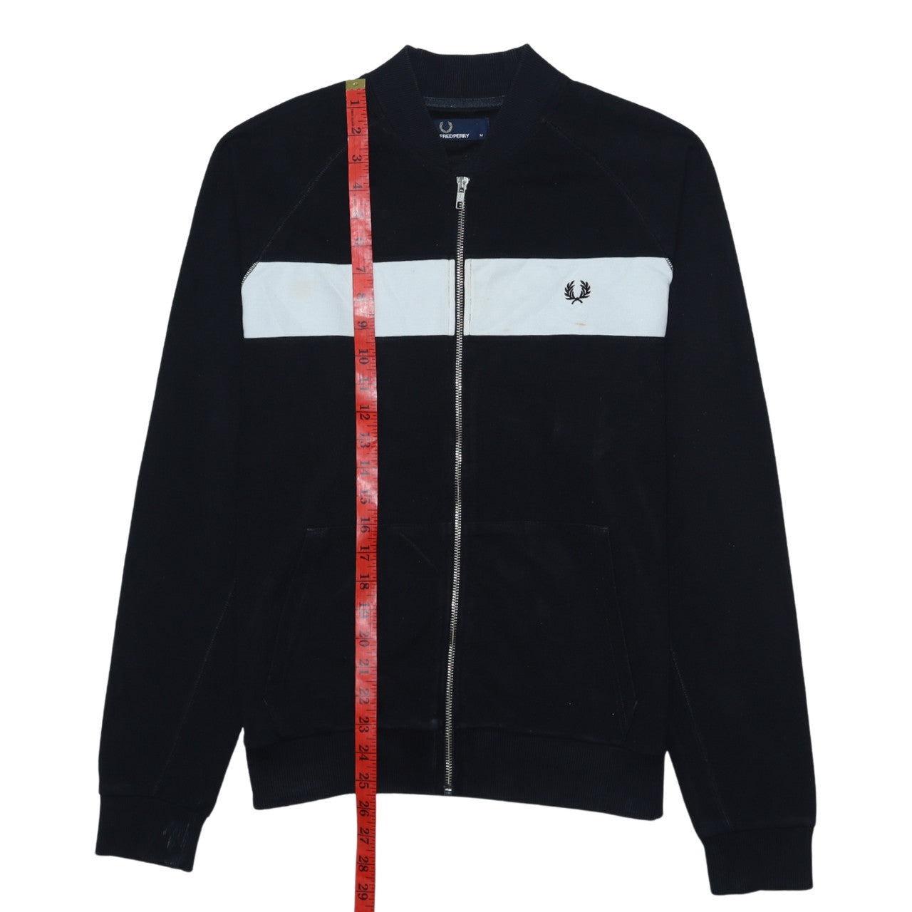 Fred Perry Men’s Black Track Jacket M Colourblock Full Zip Cotton Blend