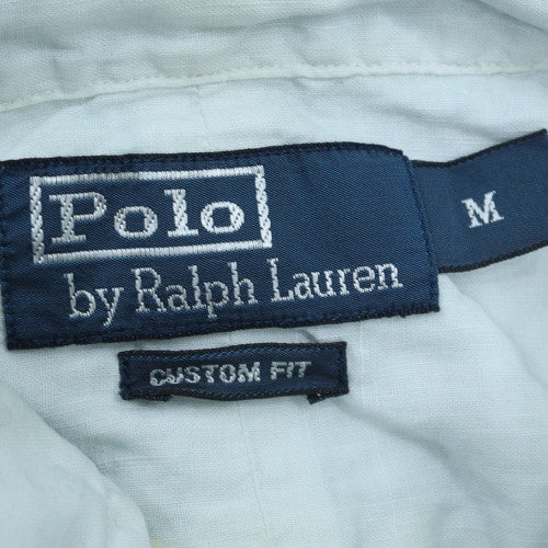 Ralph Lauren Men's Blue Linen Short Sleeve Slim Fit Button-Up Shirt M