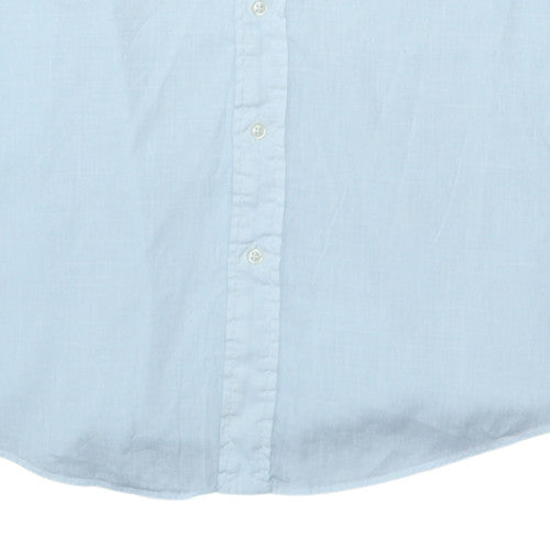 Ralph Lauren Men's Blue Linen Short Sleeve Slim Fit Button-Up Shirt M