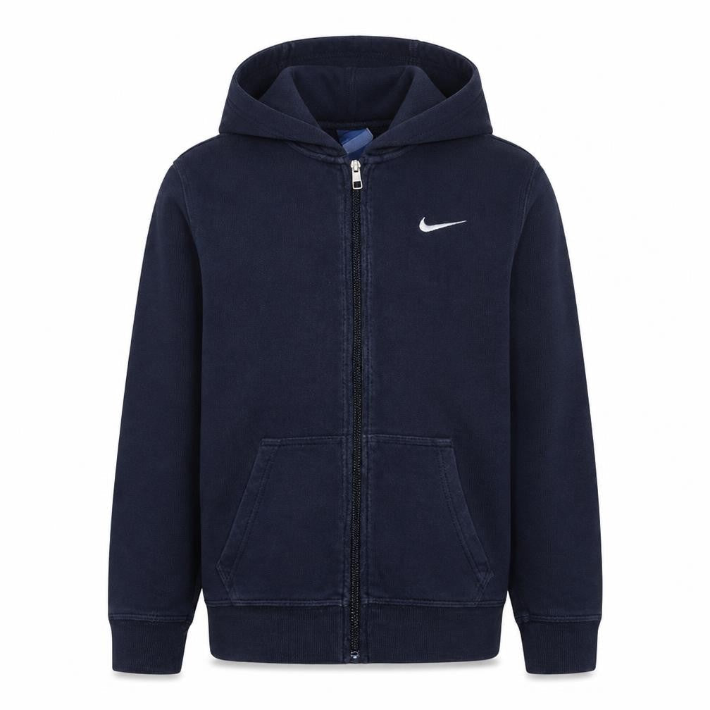 Front view of Nike boys’ blue full zip hoodie xl 15-16 years fleece sportswear
