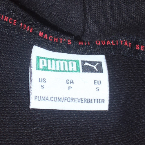 Puma Mens Black Red Pullover Hoodie Size S Logo Fleece Sweatshirt