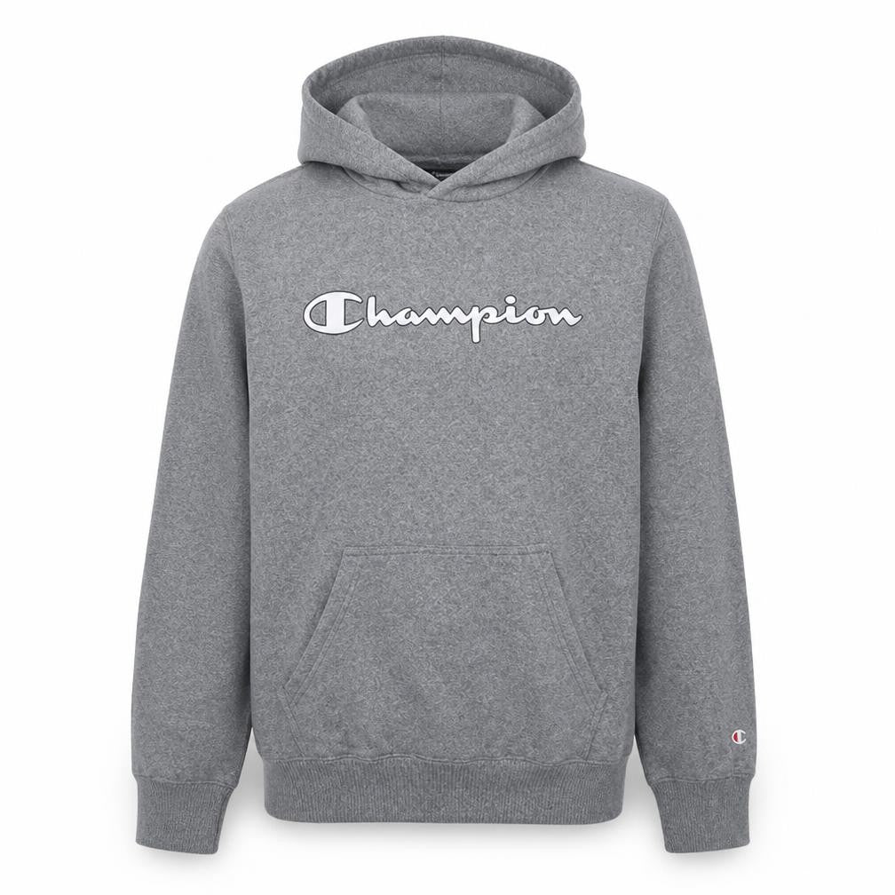 Champion Men's Grey Pullover Hoodie M Regular Fit Logo Fleece