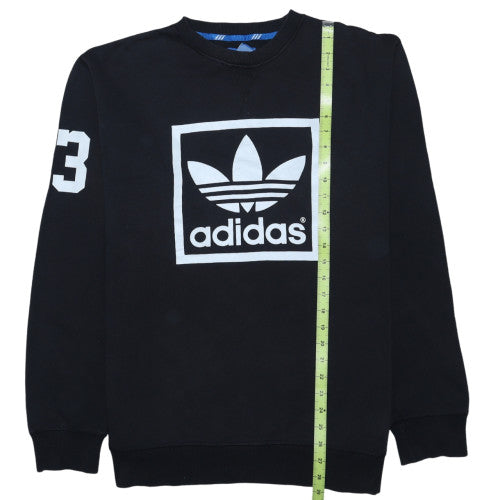 Adidas Mens Black Pullover Sweatshirt M Crew Neck Logo Sportswear