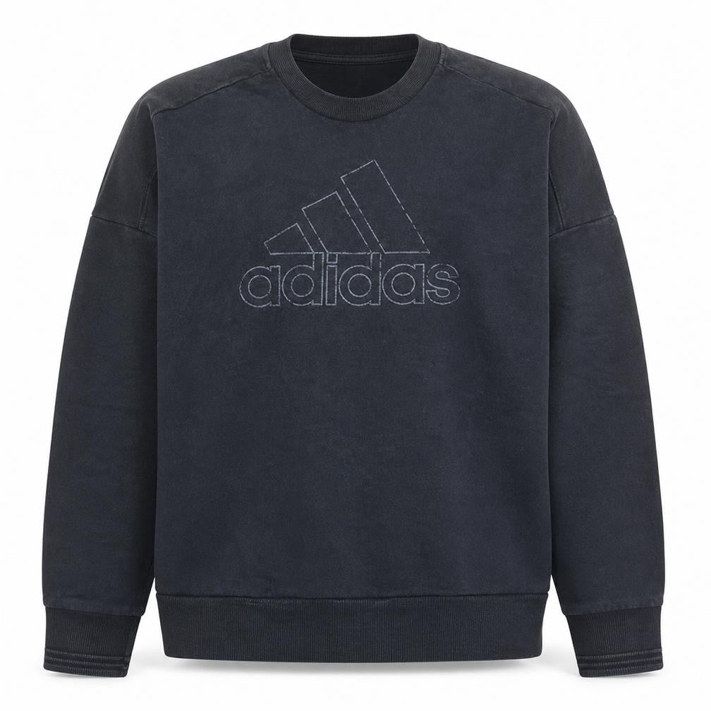 Adidas Mens Black L Pullover Sweatshirt Crew Neck Cotton Logo Top