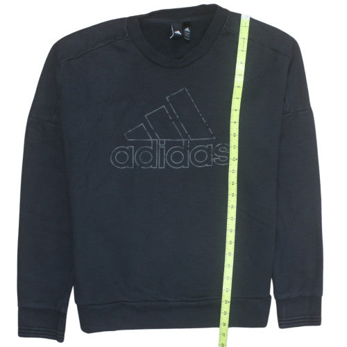 Adidas Mens Black L Pullover Sweatshirt Crew Neck Cotton Logo Top