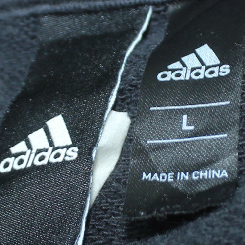 Adidas Mens Black L Pullover Sweatshirt Crew Neck Cotton Logo Top