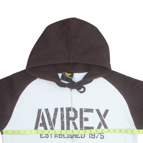 Avirex Men's White Full Zip Graphic Hoodie Size L