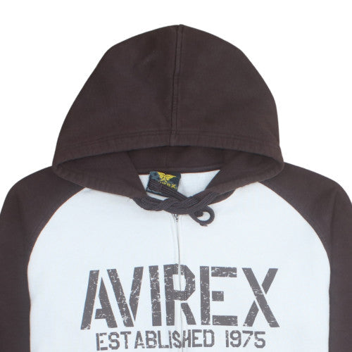 Avirex Men's White Full Zip Graphic Hoodie Size L