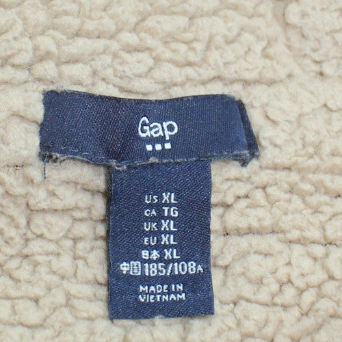 GAP Men's Burgundy Full Zip Hoodie XL Sherpa Lined Casual Sweatshirt