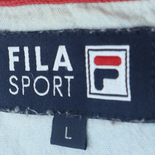Fila Sport Men's Blue Colourblock Long Sleeve Polo - Size L