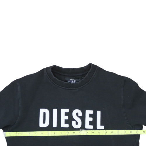 Diesel Mens Black Medium Crew Neck Pullover Sweatshirt