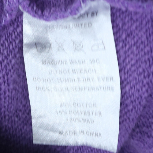 Childish Womens Lilac Pullover Hoodie Graphic Print Size S