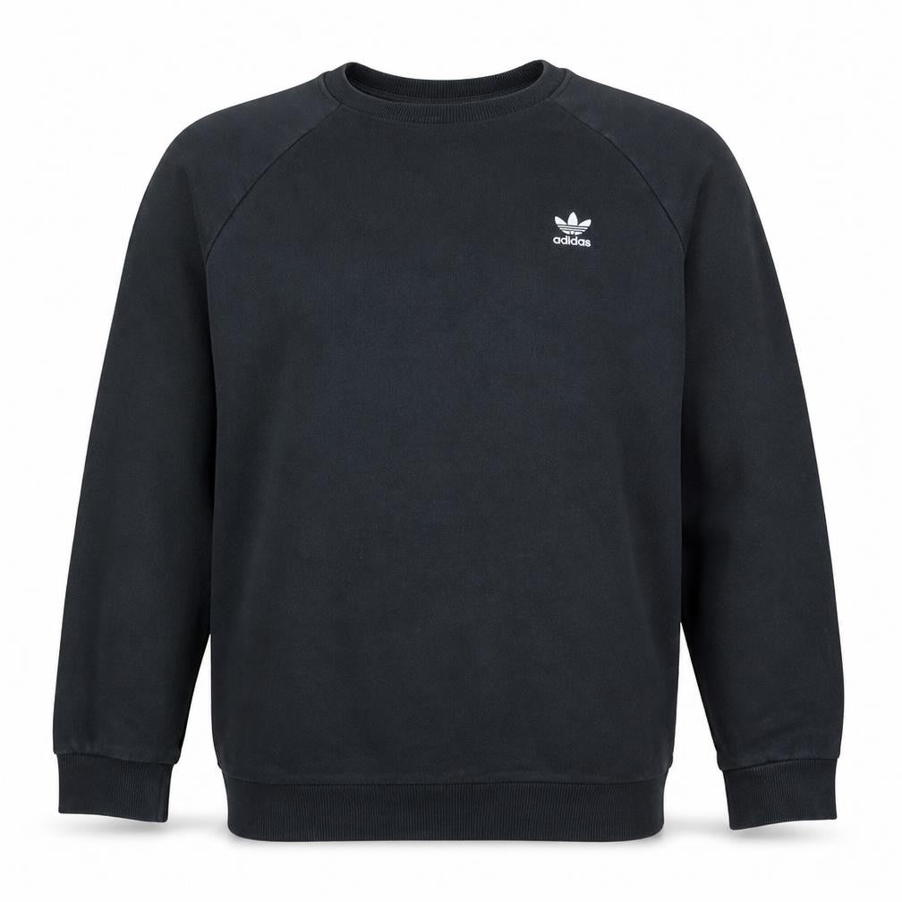 Adidas Men's Black Crew Neck Fleece Pullover Sweatshirt Size M