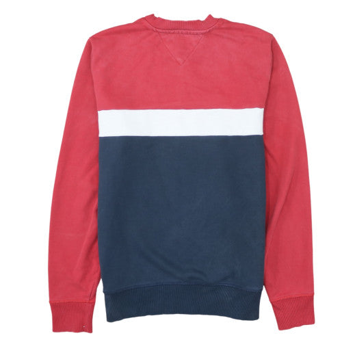 Tommy Hilfiger Men's Red Colour Block Crew Neck Sweatshirt Size M