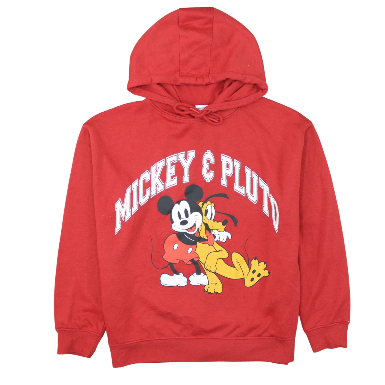 Disney Primark Women Red Mickey & Pluto Pullover Hoodie L