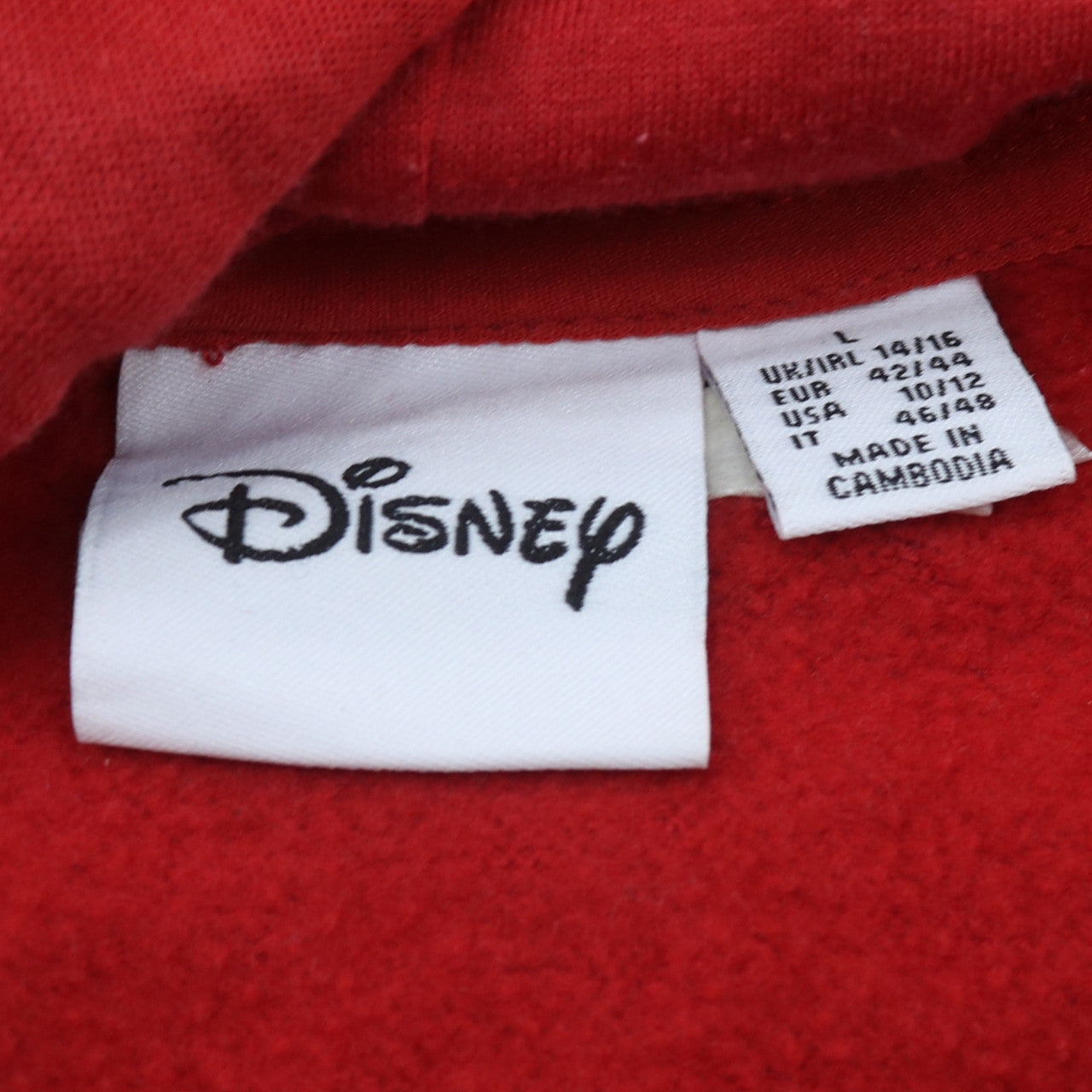 Disney Primark Women Red Mickey & Pluto Pullover Hoodie L