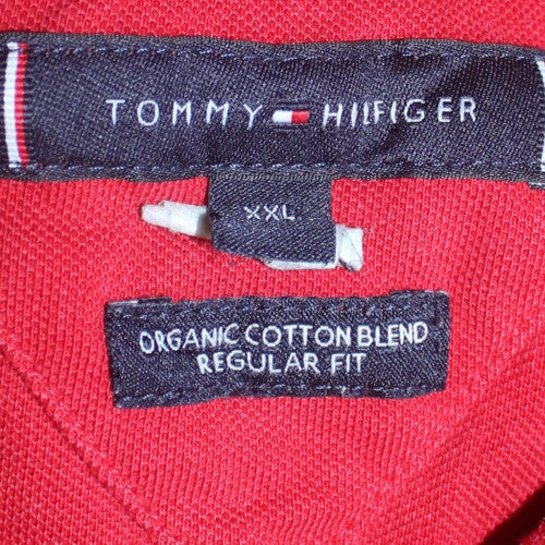 Tommy Hilfiger Men's Red 2XL Regular Fit Cotton Polo Shirt