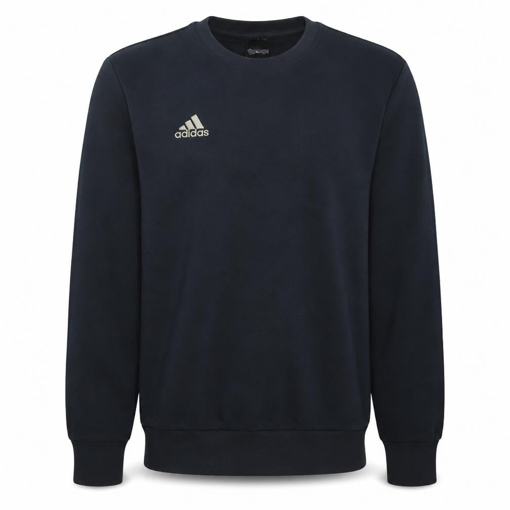 Front view of Adidas Men's Black Crew Neck Pullover Sweatshirt, size L