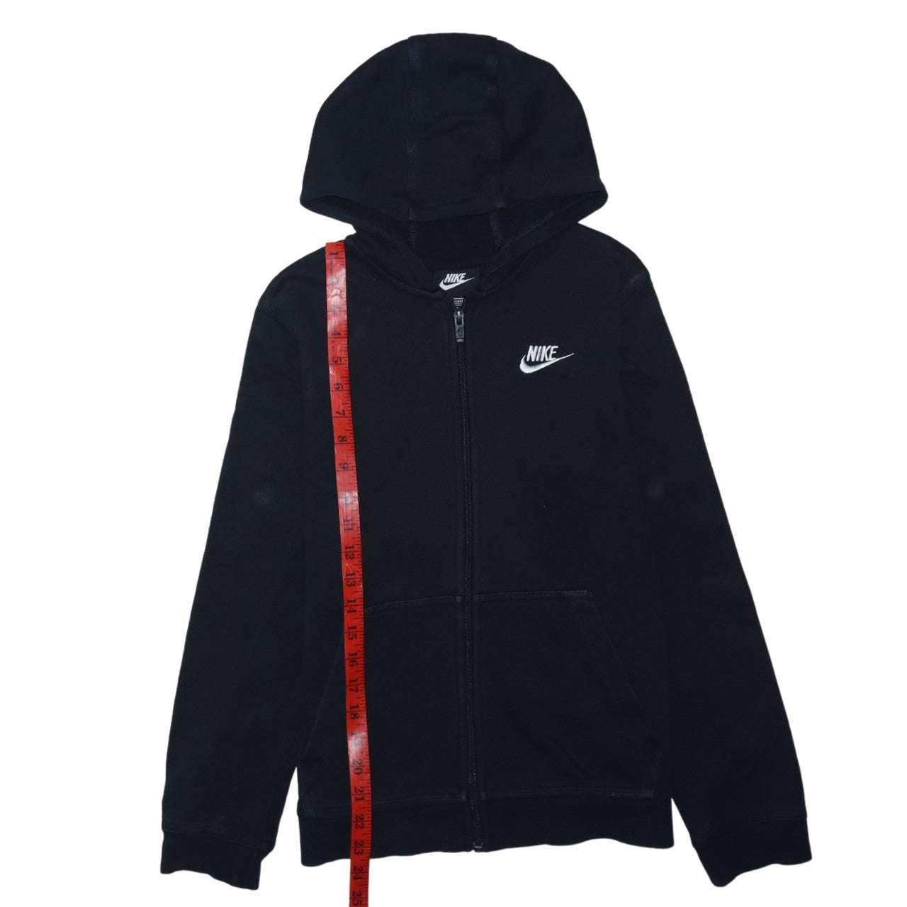 Nike Boys Black Full Zip Hoodie Size 158cm Fleece Zip Up Sweatshirt