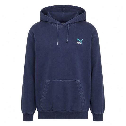 Puma Mens Blue Pullover Hoodie M Regular Fit Fleece Sweatshirt