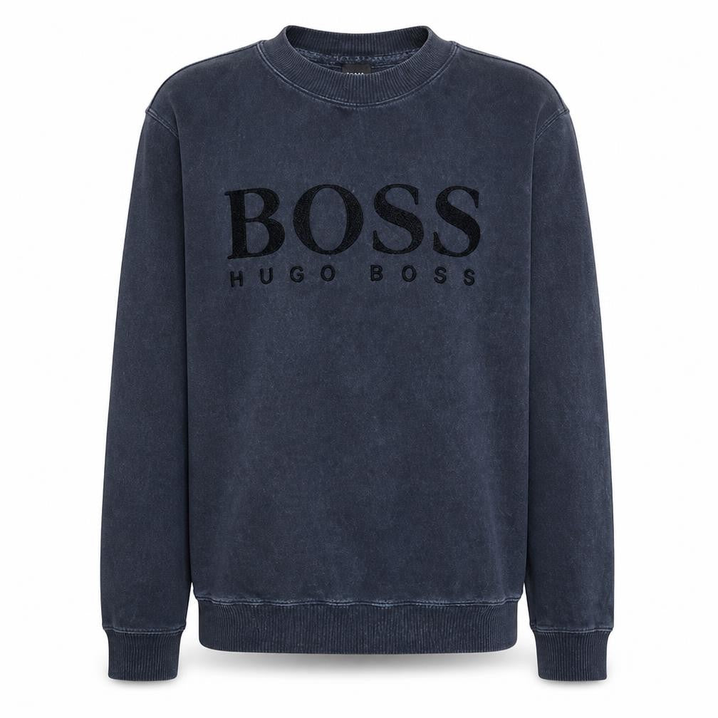 Hugo Boss Men's Blue Logo Crew Neck Cotton Sweatshirt M