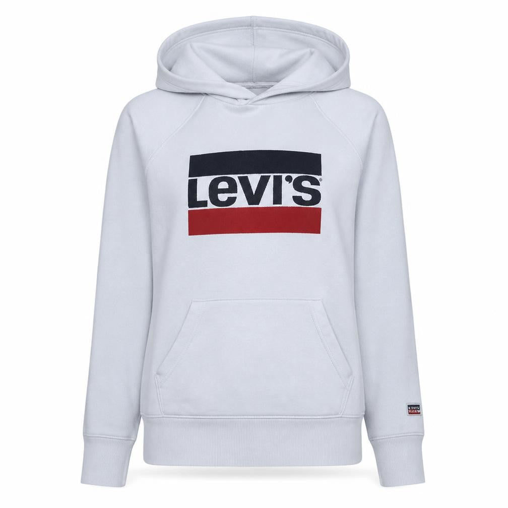 Levi's Womens White Pullover Hoodie XS Cotton Logo Sweatshirt