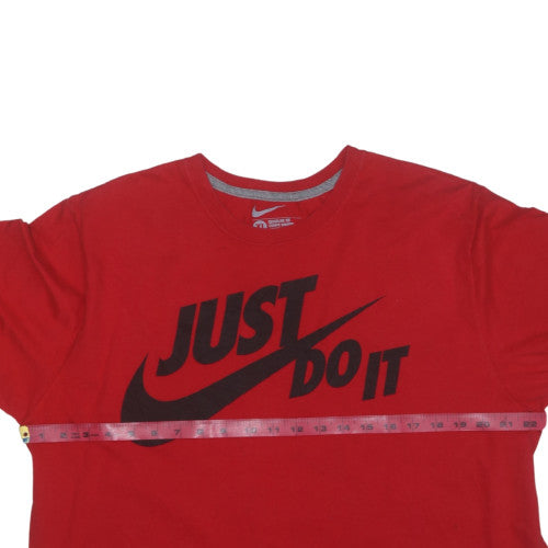Nike Men's Red Just Do It Crew Neck Cotton T-Shirt XL Regular Fit